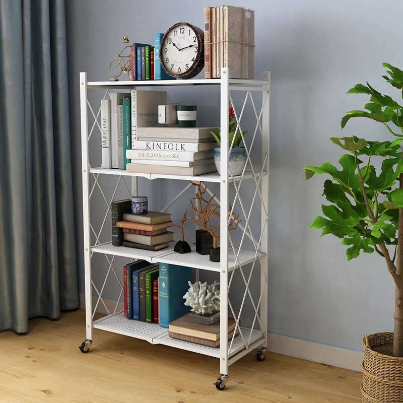 Folding Black Racks Steel Storage Shelf Estantes Mobile Folded