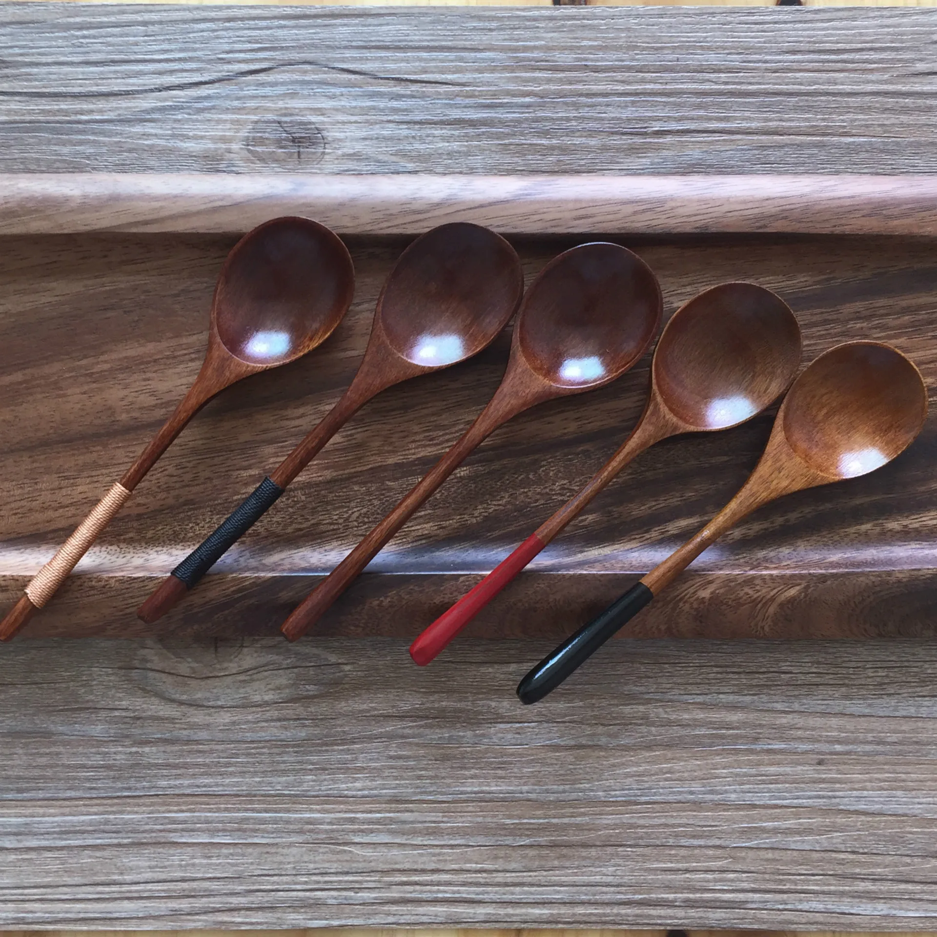 Kitchen Flatware Round Handle Edible Wooden Spoons In Bulk Serving