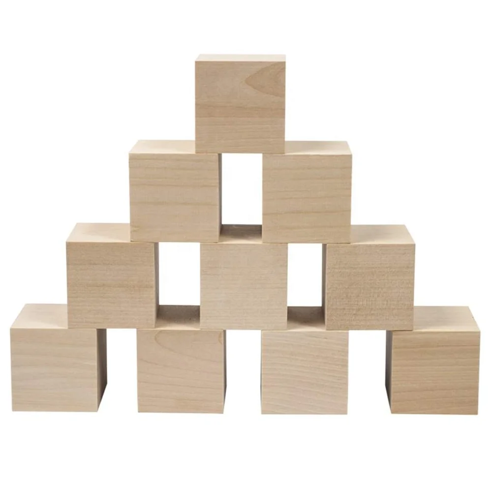 Unfinished Natural Wooden Cubes 2 Inch Wood Square Blocks High Quality