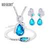 Austrian Crystal Jewelry Set Angel Teardrop Necklace Earring Bracelet 3 Piece Set