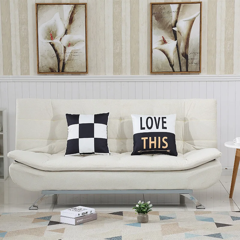 Cotton Linen Multifunctional Folding Sofa Bed Single Double Seat Rental