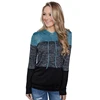 Autumn Fashion Women Color Block Long Sleeve Pullover Hooded Sweatshirt