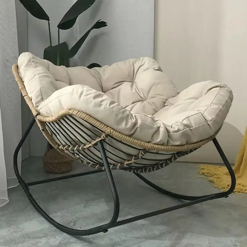 Rattan bird's nest rocking chair can sit can lie lazy rocking chair balcony home leisure rattan chair iron single sofa Ha035e851b17f4349abcbc0965bd8a75fP