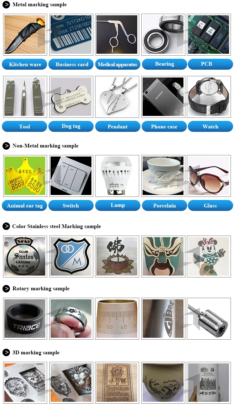 Support rotary axis Mini fiber laser marking machine 20w 30w 50w for Carbon Aluminium Steel Iron