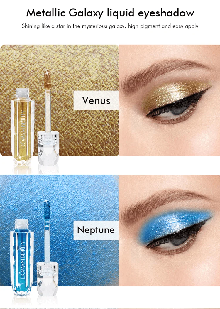 Domani Beauty Waterproof Shimmer Wholesale Custom Glazed Glitter Makeup Brush Private Label Single Liquid Eye Shadow Eyeshadow