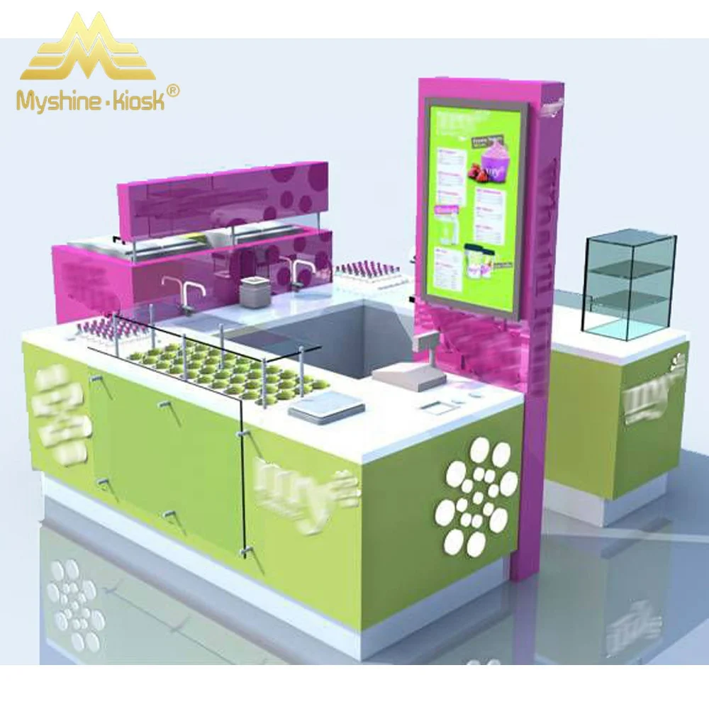 Factory Price Mall Ice Cream Roll Bar Retail Kiosk with 3D Design Fast Food Retail Kiosk