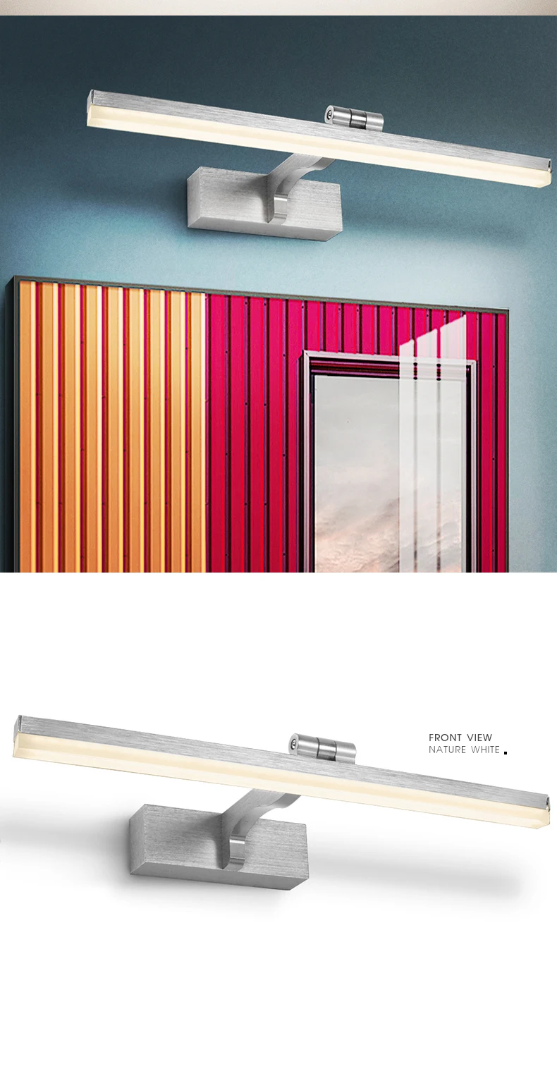 Simple design metal led mirror light shower room vanity mirror led light 8w brush bathroom lighting hotel wall sconce art lamps