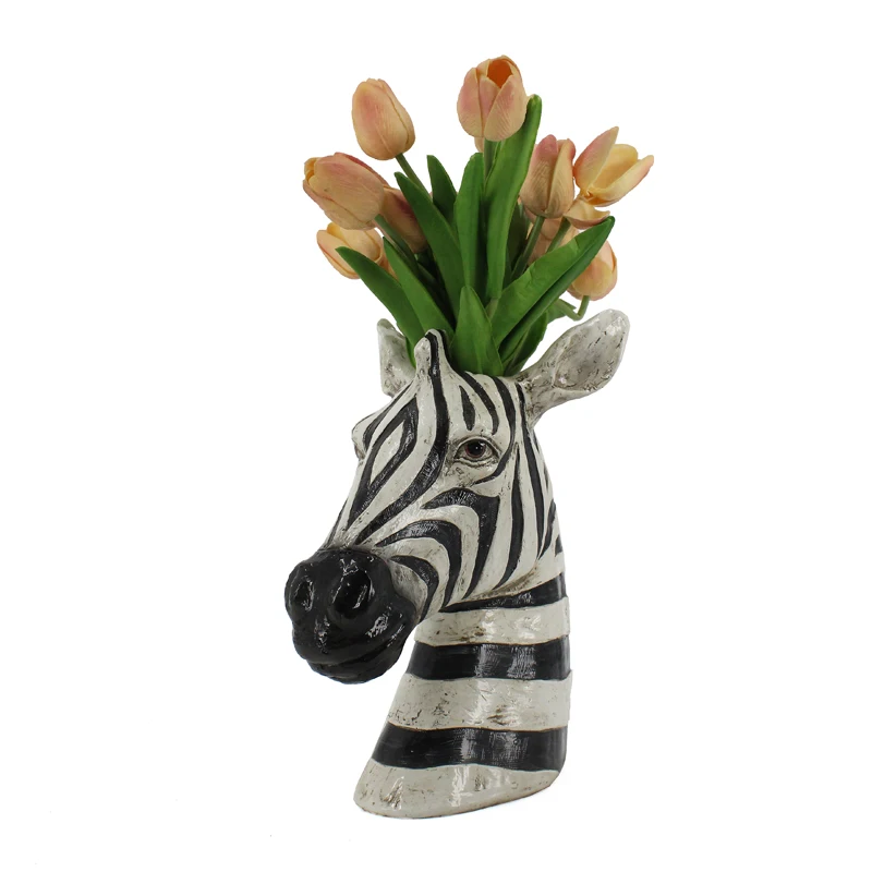 New Arrival 3D Resin Animal Sculpture S[ringbok Head Statue Vase Home Decoration manufacture