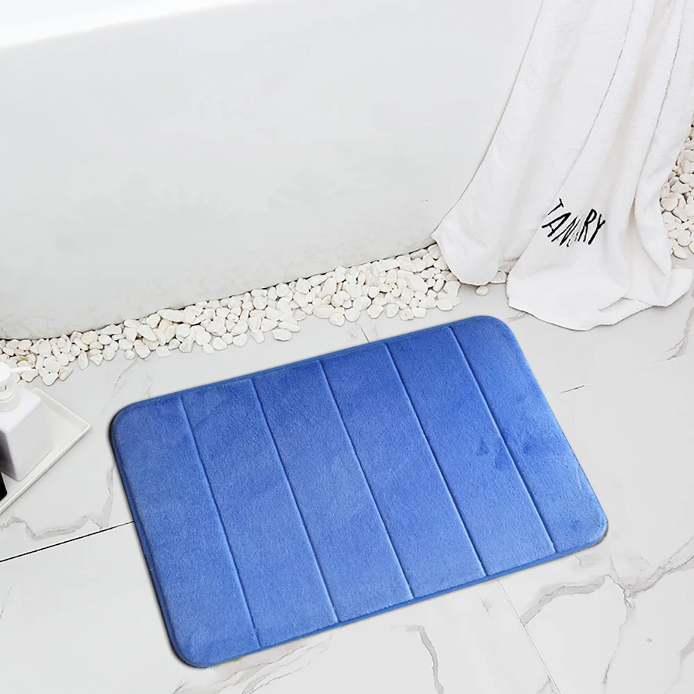 Cheap Memory Foam Bath Mats Bathroom Horizontal Stripes Rug Absorbent
