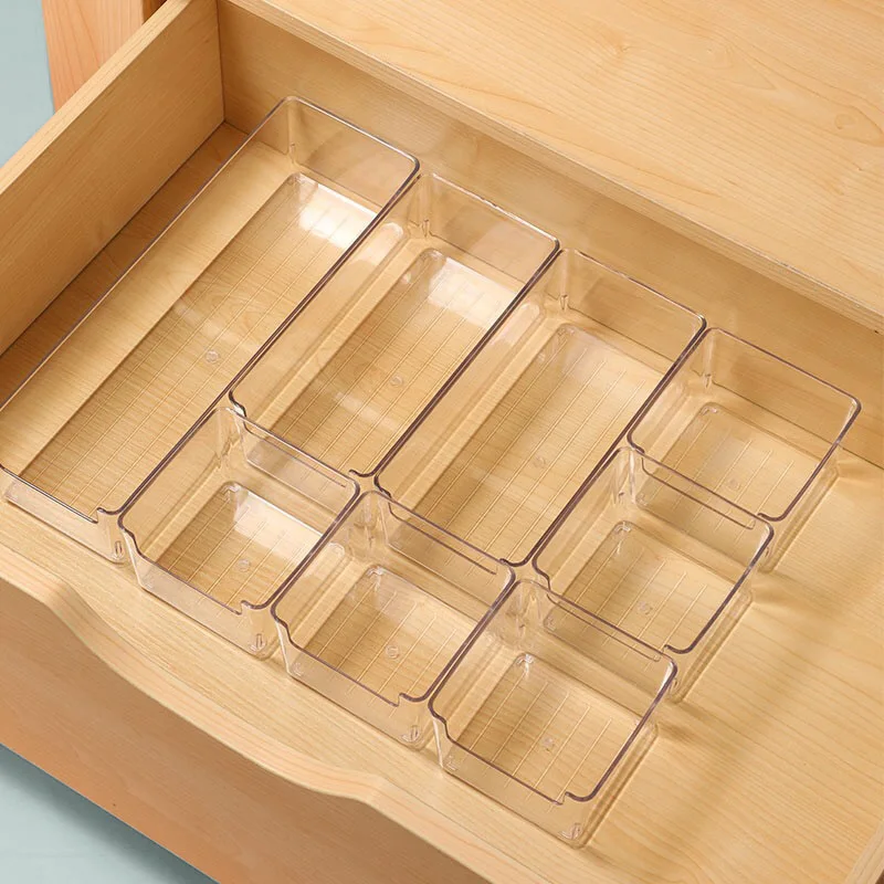 Clear Lash Acrylic Drawer Desk Organizer Set Stackable Plastic Drawer