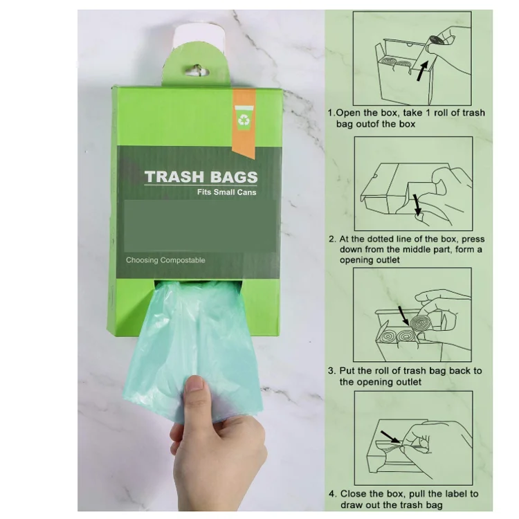 Compostable Plastic Tall Kitchen Garbage Bags13 Gallon  Biodegradable PLA Trash bags