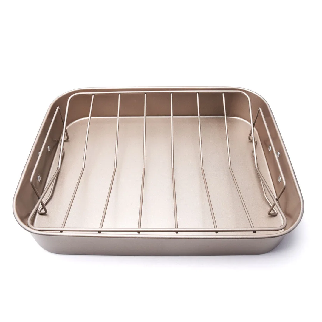 Roasting Pan 15 Inch Large Turkey Roaster Lasagna Pan With V Rack