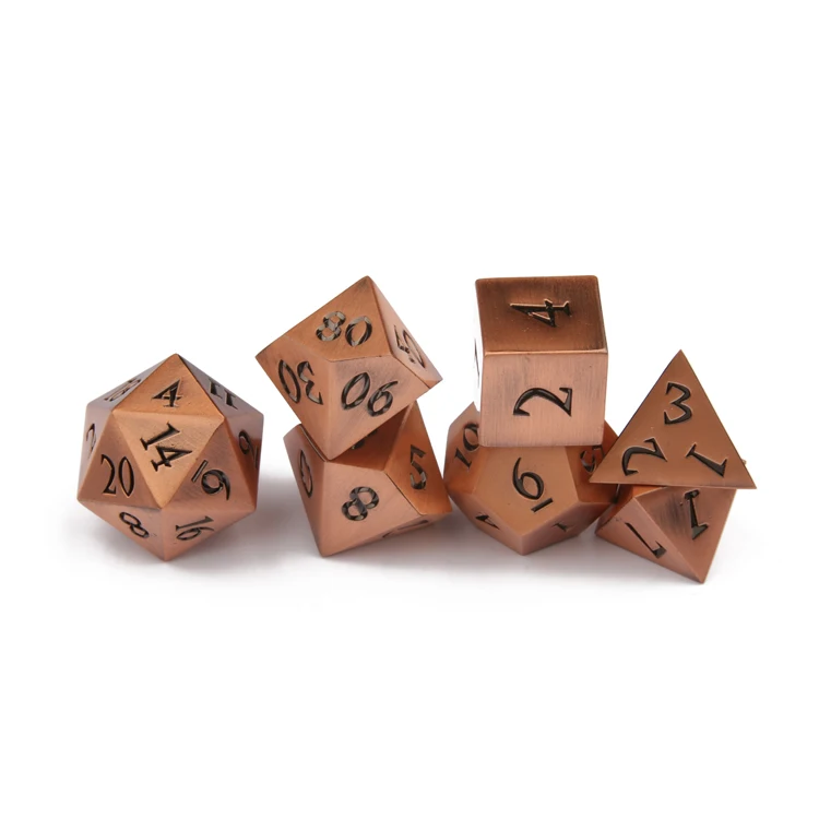 
Custom D6 D8 D10 D12 D20 sided d d polyhedral 7 metal game dice set with dice cup for RPG game 