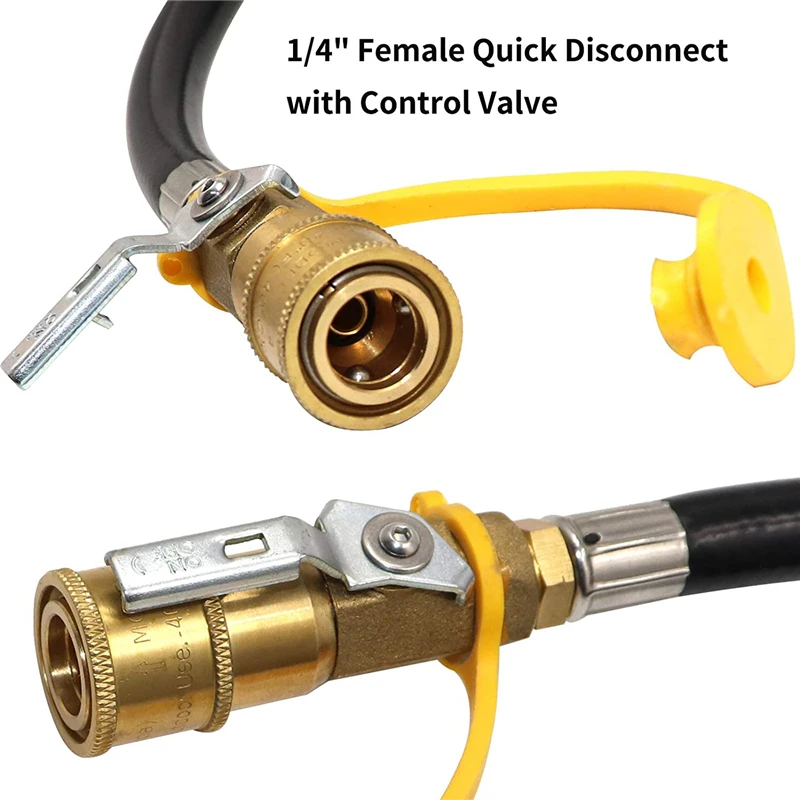 24ft Quick Connect Rv Propane Hose With 1/4" Safety Shutoff Valve And