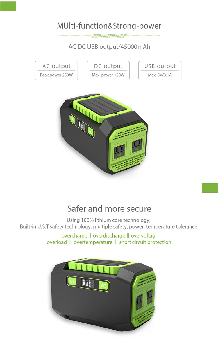 Over-load Protection 150W Portable Solar Lithium Battery Power Station - ANKUX.COM
