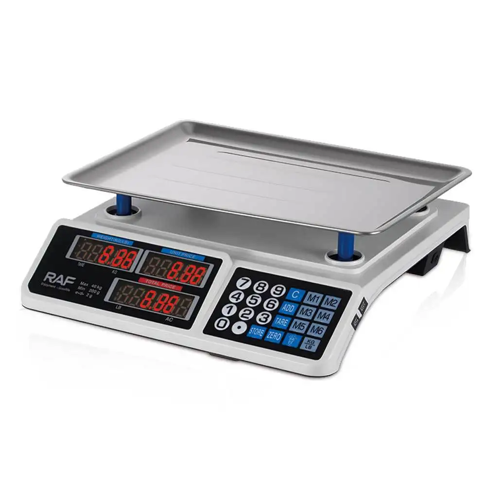 Báscula de Cocina Electrónica Comercial RAF R.10040, Estándar Europeo, Alta Precisión, Impermeable, 40 kg, Recargable, Automática