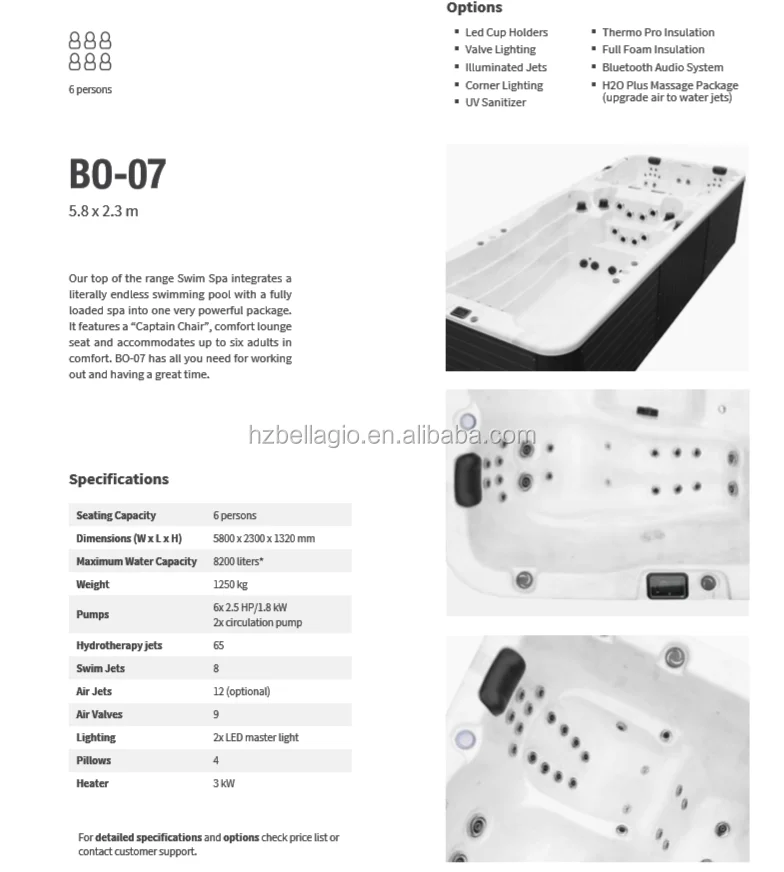 5.8m Dual Zone Portable Spas,High Tech Outdoor Hot Tub With Whirlpool
