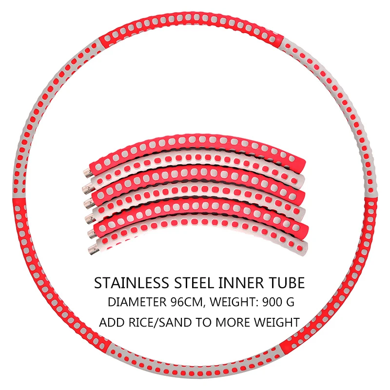 
Fitness gym accessories hoop Hula ring weighted home training detachable stainless steel hula hoops 