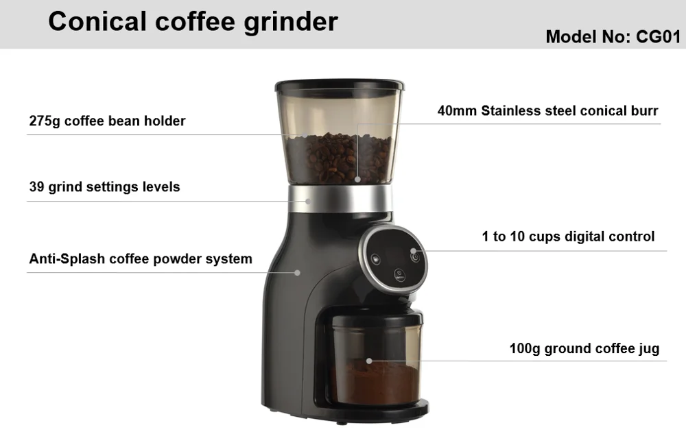 New Arrival Coffee Grinding Machine Electric Portable Conical Burr