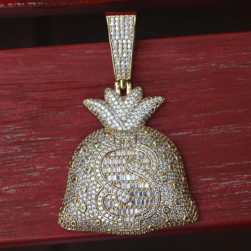 diamond money bag pendant