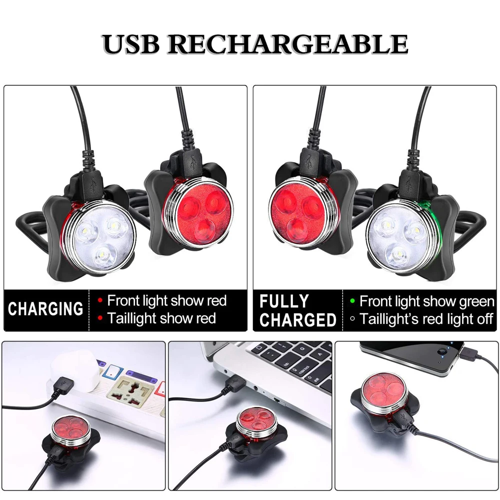 IP65 waterproof bike accessories lights front and back bicycle tail light rechargeable set led bike for sale manufacture