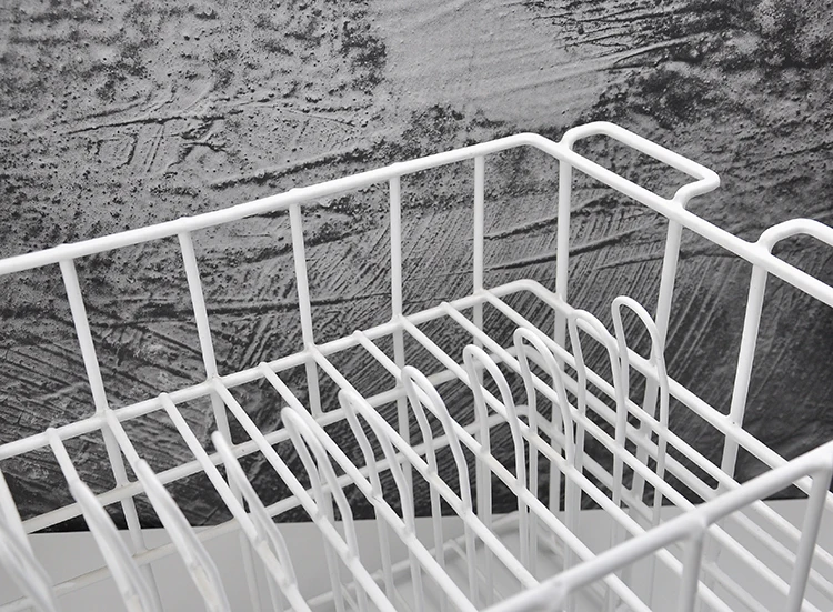 White Restaurant Glass Charger Plate Rack Iron Storage Tray Plate Frame