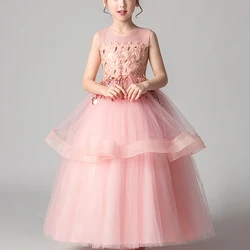 2020 Summer Kids Girl Princess Clothes Children Birthday Party Wedding Dress Kids Embroidered Sequined Boutique Dresses Age