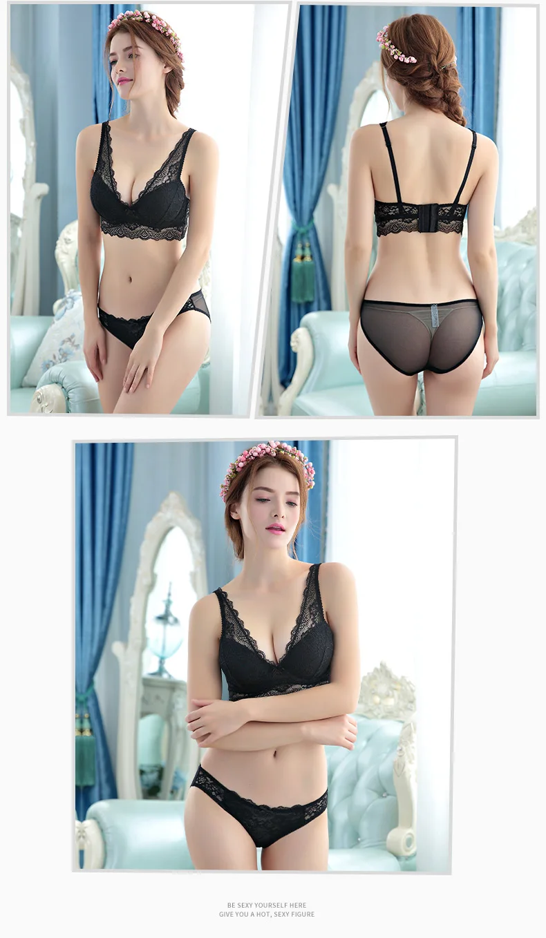 Push Up Anti-Sagging Bra Set Girl Sexy Lace Vest Bra And Brief Sets Fashion Women Underwear Sets