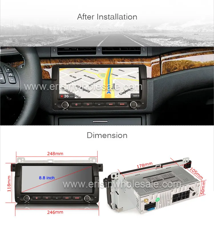Para BMW E46 Android 10 ocho núcleos 9" estéreo de coche GPS SAT NAV RADIO CarPlay RDS DAB 