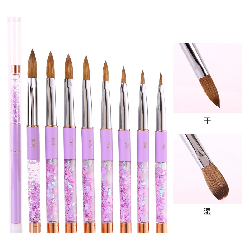 New Nail Brush Kolinsky Filled With Oil Purple Liquid Acrylic Rod Nail