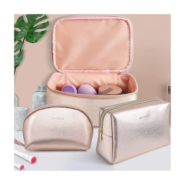 Rose Gold Zip Organizer Eyelash Toiletry Diva Cosmetic Case Bag Ladies ...