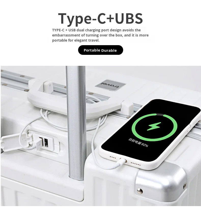 product 29 inch multifunctional pc trolley universal wheel spinner usb charging port aluminum frame new cup holder cartoon hard case-19