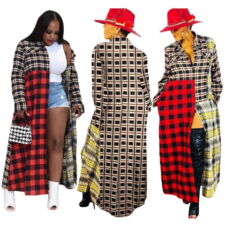 Good Design Sleeves New Lovely Women Fashion Clothing Plaid Maxi Dresses Woman Casual Long Dress