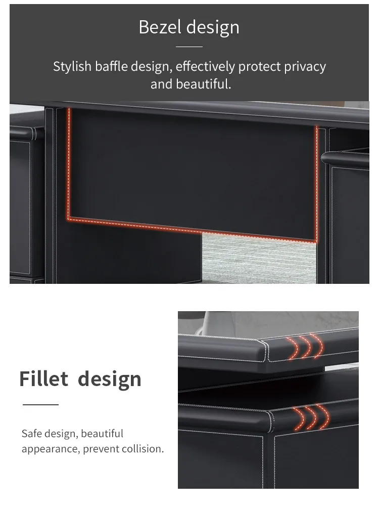 Pengpai Black Brand New Boss Table Office Desk Design With Side Cabinet