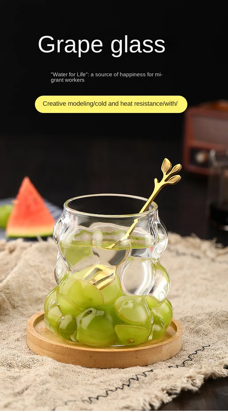 product wholesale creative high borosilicate grape shaped glass cup for coffee tea milk  water household coffee suit-0