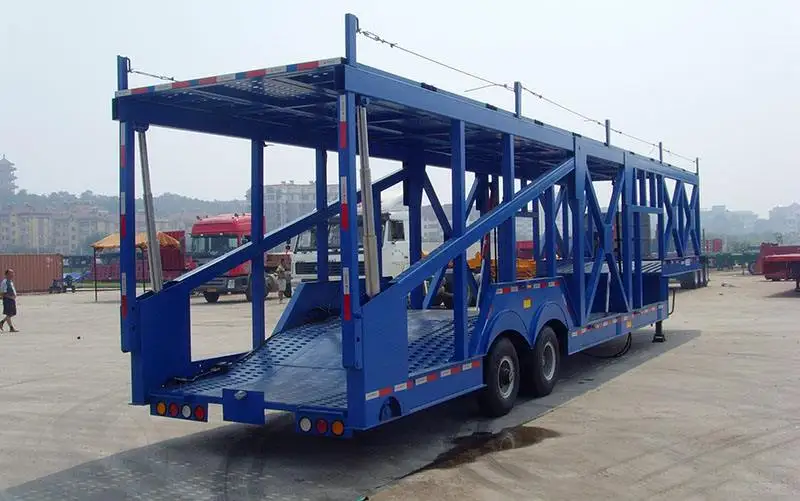 2 Axles Vehicle Transport Car Carrier Truck Trailer Hydraulic Car Transport Trailer