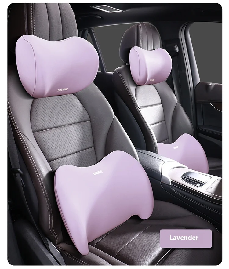 Car Headrest Neck Pillow Summer Driving Airline Grade Neck Cushion Leather Material for Car and Aviations Seat details