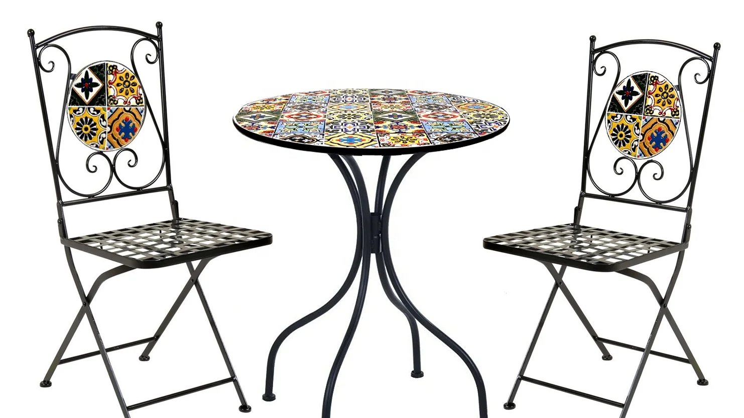 Wholesale Durable 3 Pieces Outdoor Mosaic Furniture Patio 2 Chairs And