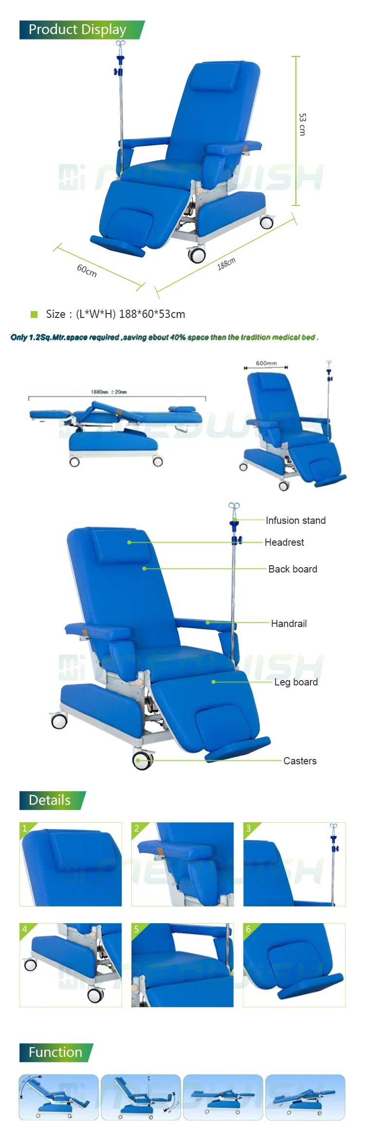 Hospital furniture supplies wholesale blood sampling chair manual sample collection portable blood donation chair for sale