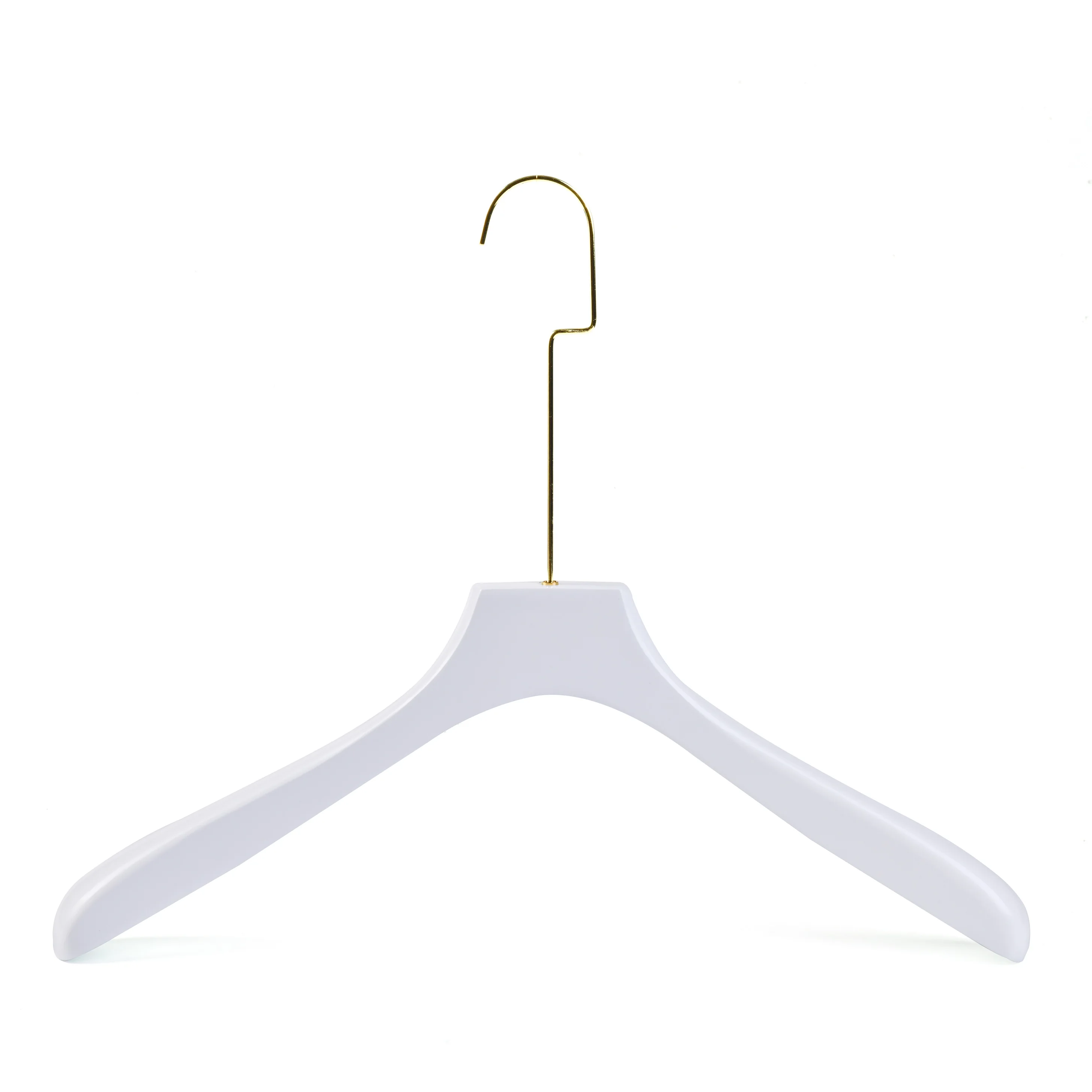Bestseller 2022 White Wide Shoulders Wooden Hangers With Flat Shiny