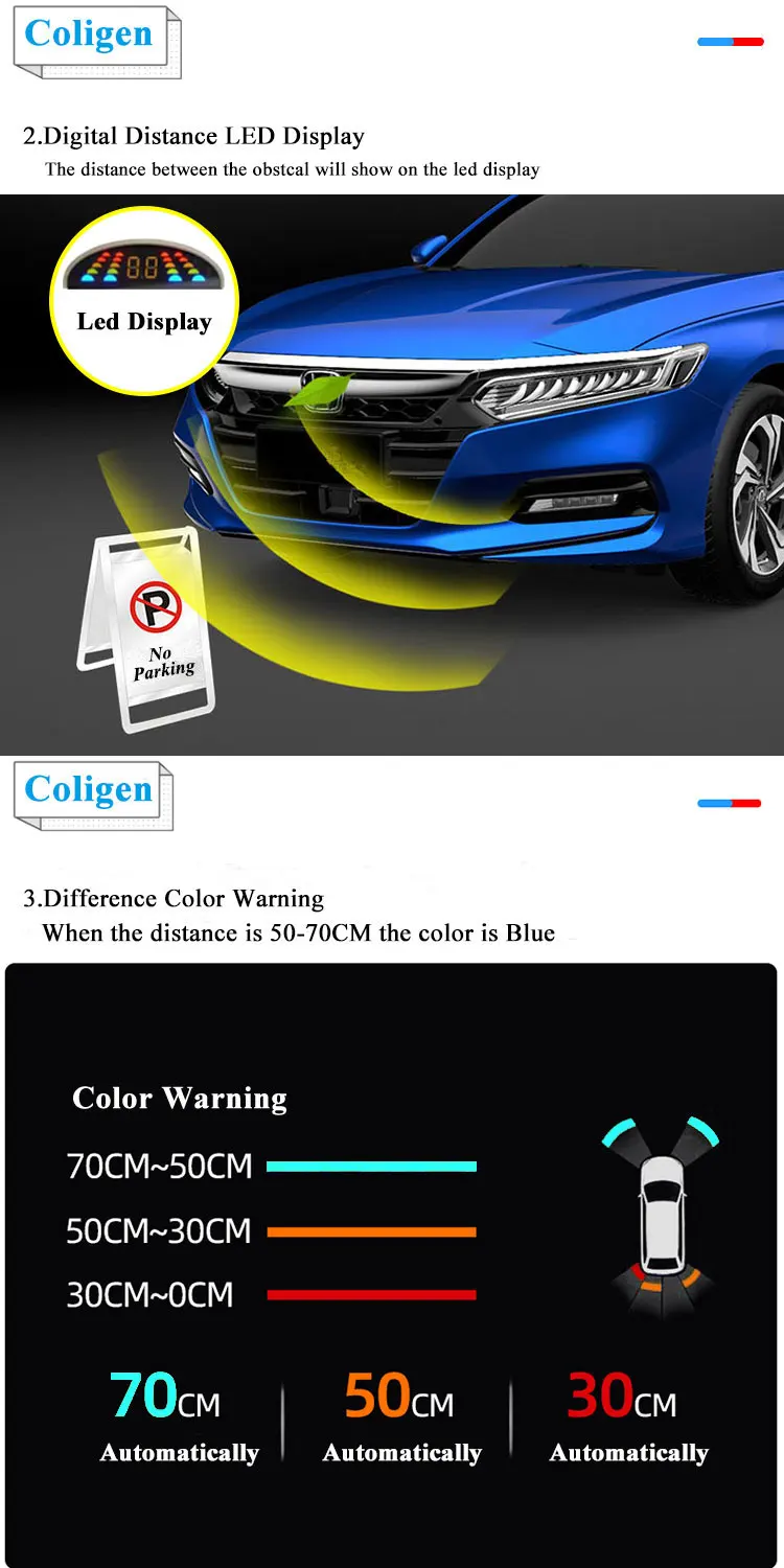 front car distance sensor Auto Car Parktronic 8 sensors Rear & Front