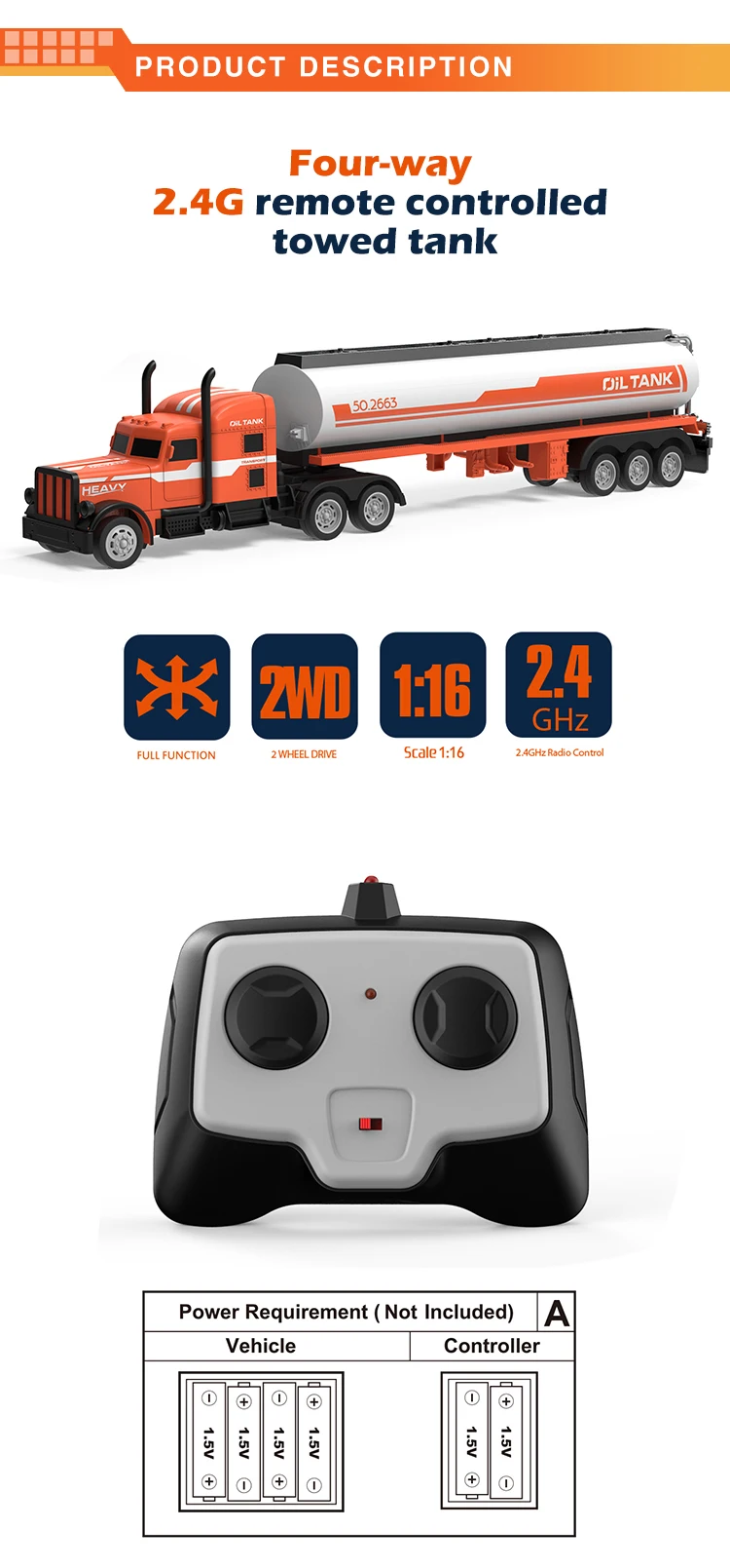 1:16  Four-way 2.4 G model remote tank truck toys for kids
