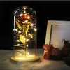 6 Colour Beauty And The Beast Red Rose In Flask A Glass Dome On A Wooden Base For Valentines Day Gift LED Rose Lamps Christmas