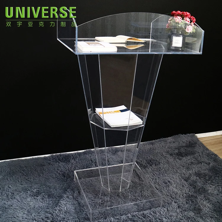 UNIVERSE shenzhen factory table lectern elegant plastic plexiglass me<em></em>tal wedding cheap clear acrylic podium
