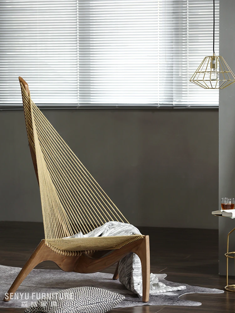 Modern Solid Wood With Rope Lounge Chair In Living Room Buy Chair