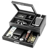 decorative best catch all tray leather large or small / with Drawer and Charging Station Organizer