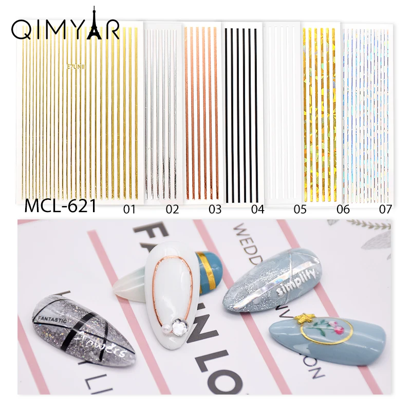

2020 Hot designers Metal Strip Tape 3D Nail Sticker Adhesive Stripe Lines DIY For Nail Art Decoration, As the picture