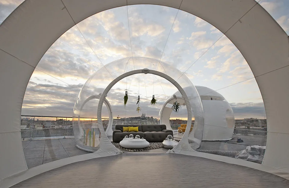 酒店户外充气气泡房屋可充气透明圆顶气泡帐篷