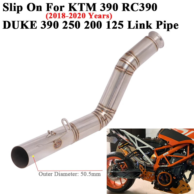 Slip on Duke 390 250 Motorcycle Exhaust Muffler Link Pipe for KTM 125 250 390RC
