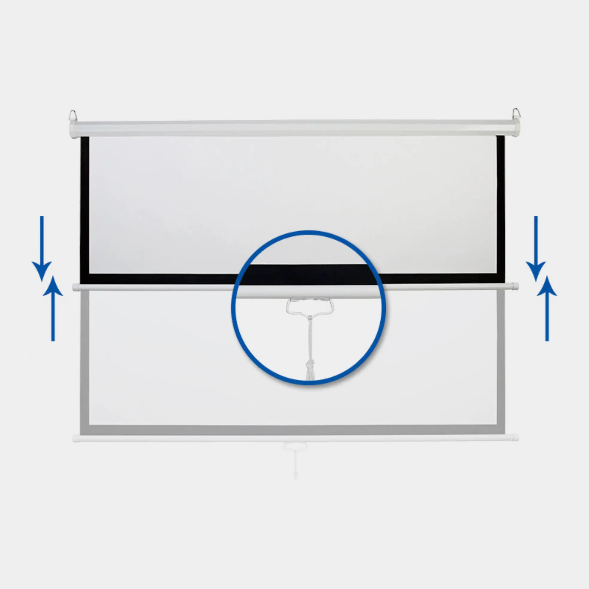 Close-up of tab-tensioning mechanism on rear projection screen housing